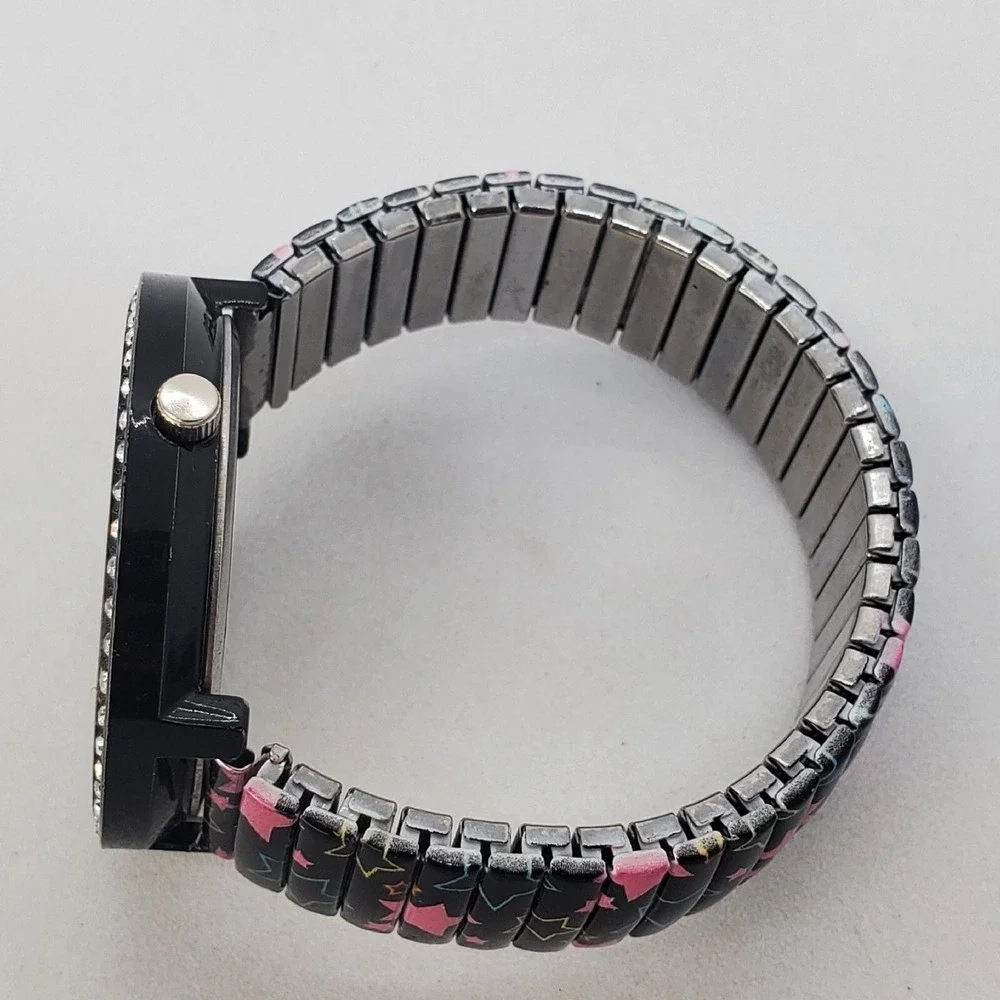 Women's Twinkle Watch 40MM Black Dial Case Black Stretched Band‎ 6